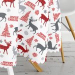 - MasaYuv-3035-Gorsel3 - Realhomes  Yılbaşı Geyik ve Ağaçlar Temalı Yuvarlak Masa Örtüsü - Çap 140cm Realhomes