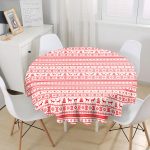 - MasaYuv-3044-Gorsel1 - Realhomes Ekose Dokuma Desenli Yılbaşı Temalı Yuvarlak Masa Örtüsü - Çap 140cm Realhomes