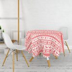 - MasaYuv-3044-Gorsel2 - Realhomes Ekose Dokuma Desenli Yılbaşı Temalı Yuvarlak Masa Örtüsü - Çap 140cm Realhomes