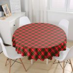 Kırmızı Zeminde Siyah Edkose Desenli Yuvarlak Masa Örtüsü - Çap 140cm Realhomes