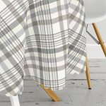 Gri Krem Ekose Desenli Dijital Baskılı Yuvarlak Masa Örtüsü - Çap 140cm Realhomes