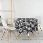 Siyah Beyaz Ekose Desenli Yuvarlak Masa Örtüsü - Çap 140cm Realhomes