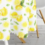 - MasaYuv-3095-Gorsel3 - Realhomes  Beyaz Zeminde Limonlar Desenli Dijital Baskılı Yuvarlak Masa Örtüsü - Çap 140cm Realhomes
