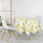 Limon Desenli İlkbahar Renkleri Dijital Baksılı Yuvarlak Masa Örtüsü - Çap 140cm Realhomes