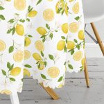 Limon Desenli İlkbahar Renkleri Dijital Baksılı Yuvarlak Masa Örtüsü - Çap 140cm Realhomes