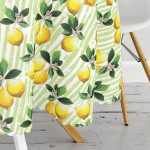 Yeşil Zeminli 3 Boyutlu Limon Desenli Dijital Baskılı Yuvarlak Masa Örtüsü - Çap 140cm Realhomes