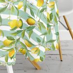 - MasaYuv-3104-Gorsel3 - Realhomes  Yeşil Çizgili Limon Desenli Dijital Baskılı Yuvarlak Masa Örtüsü - Çap 140cm Realhomes