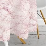 Modern Mermer Görünümlü Dijital Baskılı Yuvarlak Masa Örtüsü - Çap 140cm Realhomes