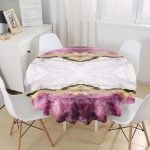 Mürdüm Beyaz Altın Desenli Modern Yuvarlak Masa Örtüsü - Çap 140cm Realhomes