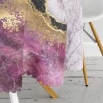 Mürdüm Beyaz Altın Desenli Modern Yuvarlak Masa Örtüsü - Çap 140cm Realhomes