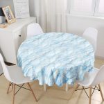 Mavi Renkli Mermer Desenli Dijital Baskılı Yuvarlak Masa Örtüsü - Çap 140cm Realhomes