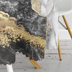 - MasaYuv-3132-Gorsel3 - Realhomes  Siyah Beyaz Altın Mermer Motifli Dijital Baskılı Yuvarlak Masa Örtüsü - Çap 140cm Realhomes
