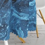 - MasaYuv-3141-Gorsel3 - Realhomes Mavi Ebru Motifleri Dijital Baskılı Yuvarlak Masa Örtüsü - Çap 140cm Realhomes