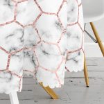 - MasaYuv-3143-Gorsel3 - Realhomes Mermer ve Petek Desenli Dijital Baskılı Yuvarlak Masa Örtüsü - Çap 140cm Realhomes