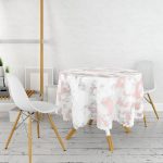 - MasaYuv-3146-Gorsel2 - Realhomes  Mermer Zeminli Dijital Baskılı Yuvarlak Masa Örtüsü - Çap 140cm Realhomes