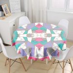 Geometrik Şekilli Mermer Baskılı Modern Yuvarlak Masa Örtüsü - Çap 140cm Realhomes