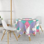 Geometrik Şekilli Mermer Baskılı Modern Yuvarlak Masa Örtüsü - Çap 140cm Realhomes