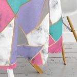 Geometrik Şekilli Mermer Baskılı Modern Yuvarlak Masa Örtüsü - Çap 140cm Realhomes