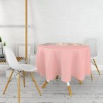 Gold ve Pembe Renkli Mermer Desenli Modern Yuvarlak Masa Örtüsü - Çap 140cm Realhomes