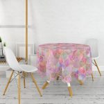 - MasaYuv-3177-Gorsel2 - Realhomes  Ogea Pudra Zeminli Özel Tasarım Yuvarlak Masa Örtüsü - Çap 140cm Realhomes