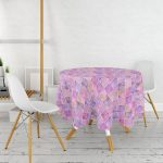 - MasaYuv-3179-Gorsel2 - Realhomes  Geometrik Açık Pudra Renkli Modern Yuvarlak Masa Örtüsü - Çap 140cm Realhomes