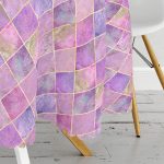 - MasaYuv-3179-Gorsel3 - Realhomes  Geometrik Açık Pudra Renkli Modern Yuvarlak Masa Örtüsü - Çap 140cm Realhomes