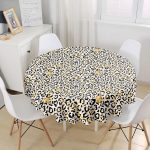 Zebra Desenli Altın Detaylı Modern Yuvarlak Masa Örtüsü - Çap 140cm Realhomes