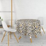 Zebra Desenli Altın Detaylı Modern Yuvarlak Masa Örtüsü - Çap 140cm Realhomes