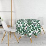 Kaktüs Desenli Watercolor Renkli Modern Yuvarlak Masa Örtüsü - Çap 140cm Realhomes