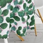 Kaktüs Desenli Watercolor Renkli Modern Yuvarlak Masa Örtüsü - Çap 140cm Realhomes