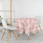 Pudra Renkli Üçgen Zeminli Modern Yuvarlak Masa Örtüsü - Çap 140cm Realhomes