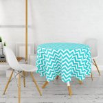 - MasaYuv-322-Gorsel2 - Realhomes Zigzag Desen Baskılı Yuvarlak Masa Örtüsü - Çap 140cm Realhomes