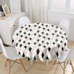 - MasaYuv-3225-Gorsel1 - Realhomes  Mermer Zeminli Baklava Desenli Özel Tasarım Yuvarlak Masa Örtüsü - Çap 140cm Realhomes