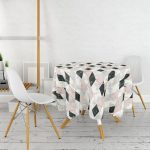 - MasaYuv-3225-Gorsel2 - Realhomes  Mermer Zeminli Baklava Desenli Özel Tasarım Yuvarlak Masa Örtüsü - Çap 140cm Realhomes