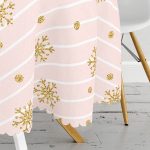 Pembe Zeminde Kartanesi Detaylı Özel Tasarım Yuvarlak Masa Örtüsü - Çap 140cm Realhomes