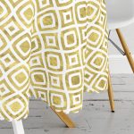 Geometrik Şekilli Altın Detaylı Modern Yuvarlak Masa Örtüsü - Çap 140cm Realhomes