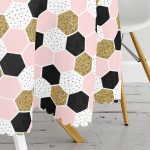 - MasaYuv-3247-Gorsel3 - Realhomes Geometrik Petek Desenli Altın Detaylı Modern Yuvarlak Masa Örtüsü - Çap 140cm Realhomes