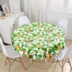 Summer Tropikal Desenli Özel Tasarımlı Yuvarlak Masa Örtüsü - Çap 140cm Realhomes