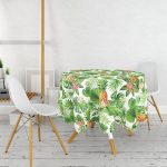Summer Tropikal Desenli Özel Tasarımlı Yuvarlak Masa Örtüsü - Çap 140cm Realhomes