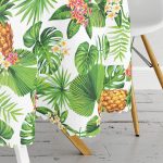 Summer Tropikal Desenli Özel Tasarımlı Yuvarlak Masa Örtüsü - Çap 140cm Realhomes