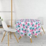 Renkli Zigzag Desenli Ananaslar Modern Tasarımlı Yuvarlak Masa Örtüsü - Çap 140cm Realhomes