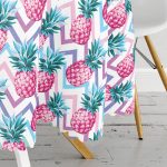 Renkli Zigzag Desenli Ananaslar Modern Tasarımlı Yuvarlak Masa Örtüsü - Çap 140cm Realhomes