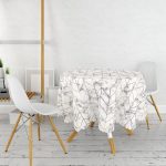 Mermer Zeminli Geometrik Desenli Modern Yuvarlak Masa Örtüsü - Çap 140cm Realhomes