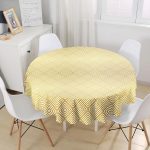 - MasaYuv-3266-Gorsel1 - Realhomes Geometrik Altın Kabartma Desenli Özel Tasarım Yuvarlak Masa Örtüsü - Çap 140cm Realhomes