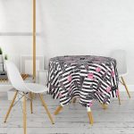 Siyah Çizgili Popart Makeup Desenli Yuvarlak Masa Örtüsü - Çap 140cm Realhomes