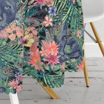 - MasaYuv-3309-Gorsel3 - Realhomes  Lacivert Zeminli Leopar Özel Tasarım Yuvarlak Masa Örtüsü - Çap 140cm Realhomes