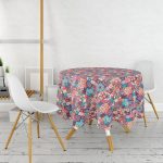 - MasaYuv-3315-Gorsel2 - Realhomes  Etnik Geometrik Desenli Özel Tasarım Yuvarlak Masa Örtüsü - Çap 140cm Realhomes