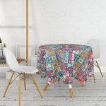 RealHomes Mozaik Desenli Özel Tasarım Yuvarlak Masa Örtüsü - Çap 140cm Realhomes