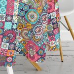 RealHomes Mozaik Desenli Özel Tasarım Yuvarlak Masa Örtüsü - Çap 140cm Realhomes