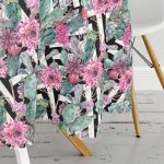 Geometrik Zeminde Çiçek ve Kaktüsler Özel Tasarım Yuvarlak Masa Örtüsü - Çap 140cm Realhomes